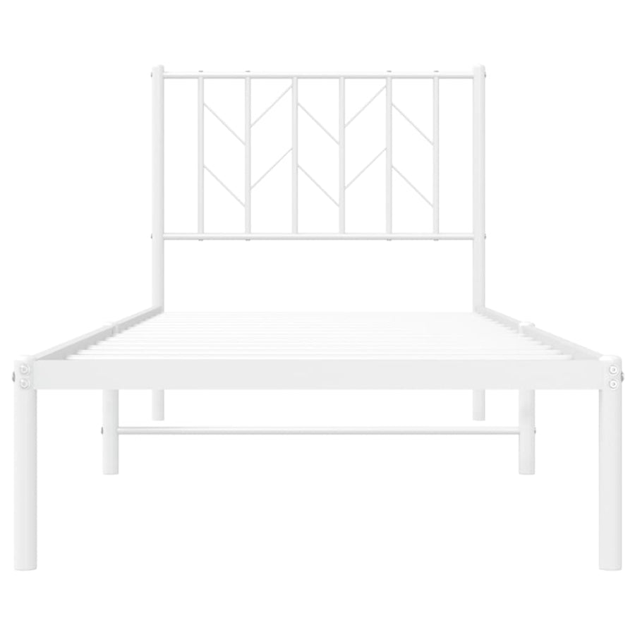 Bedframe Metaal 80 x 200 cm Wit met hoofdbord