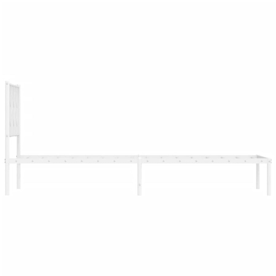 Bedframe Metaal 80 x 200 cm Wit met hoofdbord