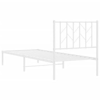 Bedframe Metaal 80 x 200 cm Wit met hoofdbord