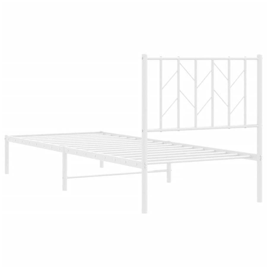 Bedframe Metaal 80 x 200 cm Wit met hoofdbord