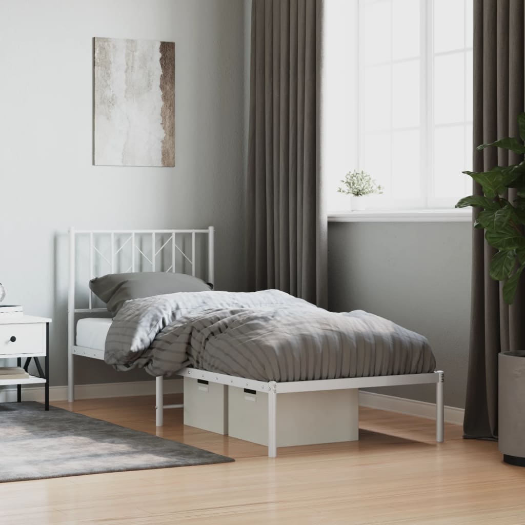 Bedframe Metaal 80 x 200 cm Wit met hoofdbord