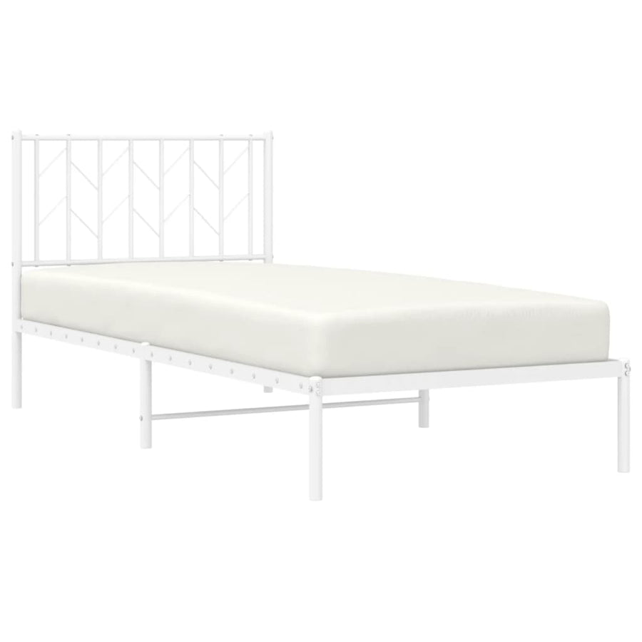 Bedframe Metaal 90 x 190 cm Wit met hoofdbord