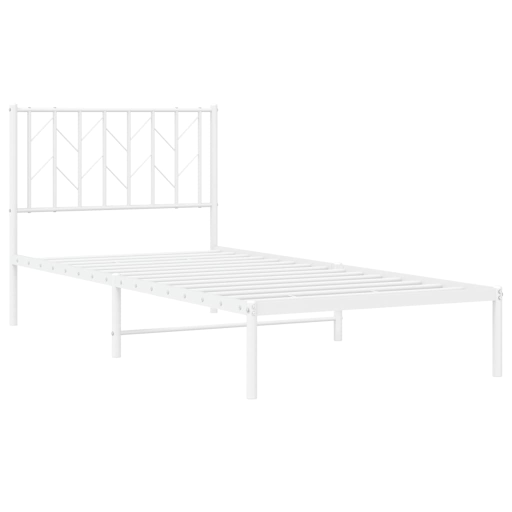 Bedframe Metaal 90 x 190 cm Wit met hoofdbord