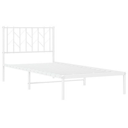 Bedframe Metaal 90 x 190 cm Wit met hoofdbord