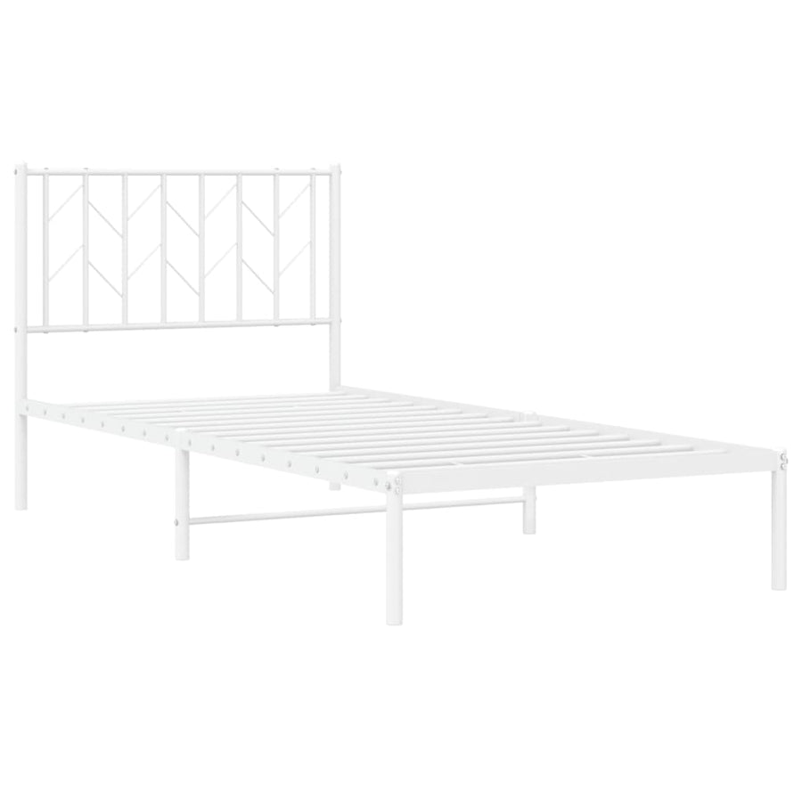 Bedframe Metaal 90 x 190 cm Wit met hoofdbord