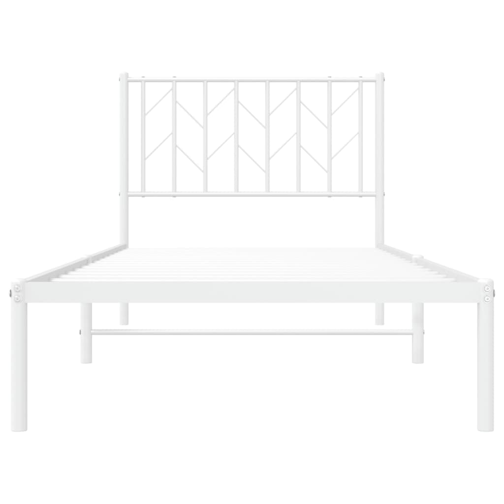 Bedframe Metaal 90 x 190 cm Wit met hoofdbord