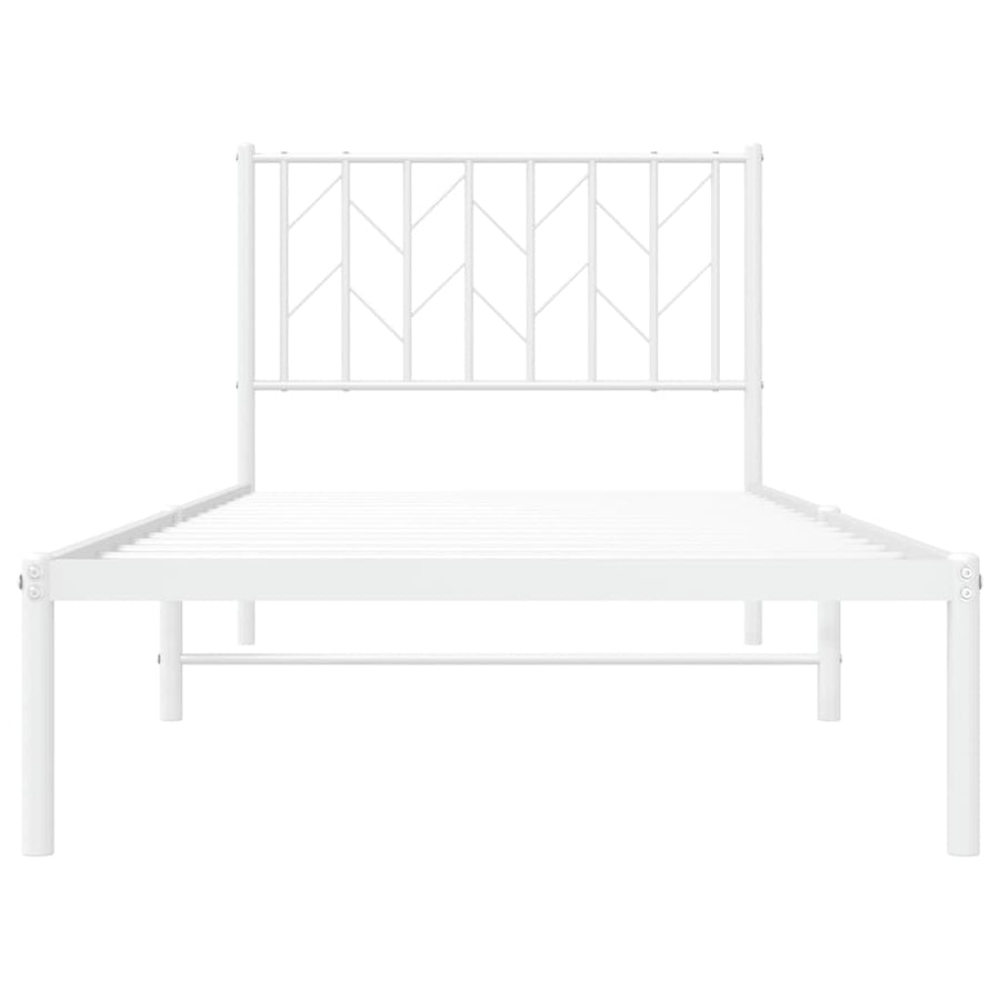 Bedframe Metaal 90 x 190 cm Wit met hoofdbord