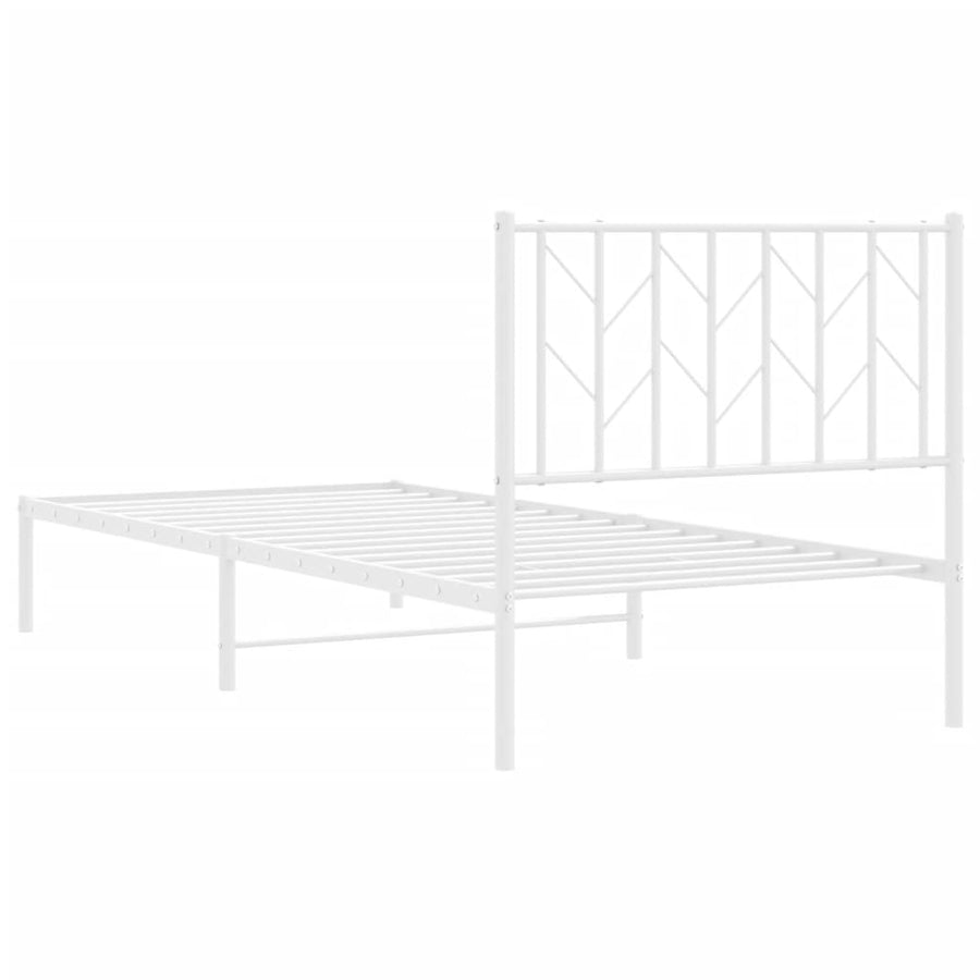 Bedframe Metaal 90 x 190 cm Wit met hoofdbord