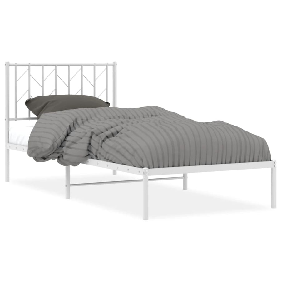 Bedframe Metaal 90 x 200 cm Wit met hoofdbord