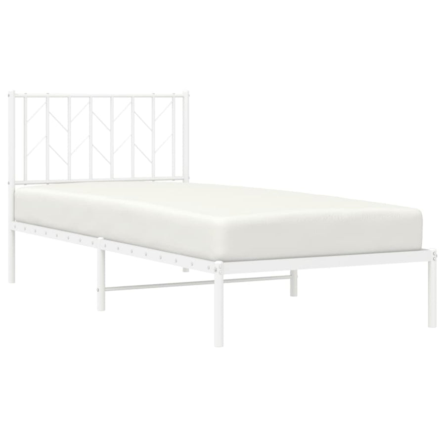 Bedframe Metaal 90 x 200 cm Wit met hoofdbord