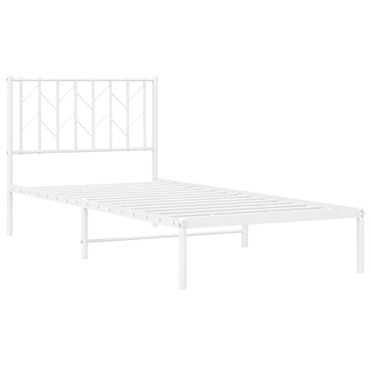 Bedframe Metaal 90 x 200 cm Wit met hoofdbord