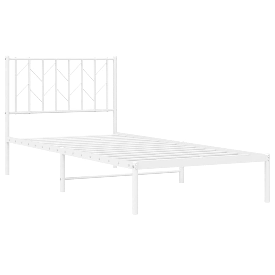Bedframe Metaal 90 x 200 cm Wit met hoofdbord