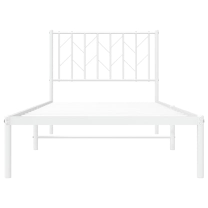 Bedframe Metaal 90 x 200 cm Wit met hoofdbord