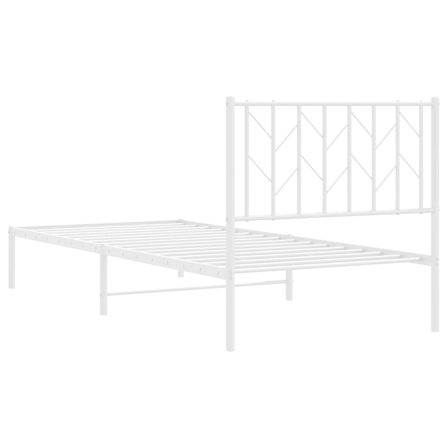 Bedframe Metaal 90 x 200 cm Wit met hoofdbord