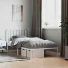 Bedframe Metaal 100 x 190 cm Wit met hoofdbord