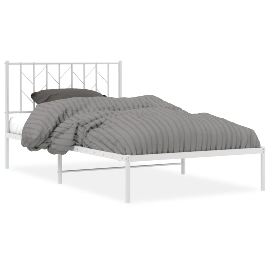 Bedframe Metaal 107 x 203 cm Wit met hoofdbord
