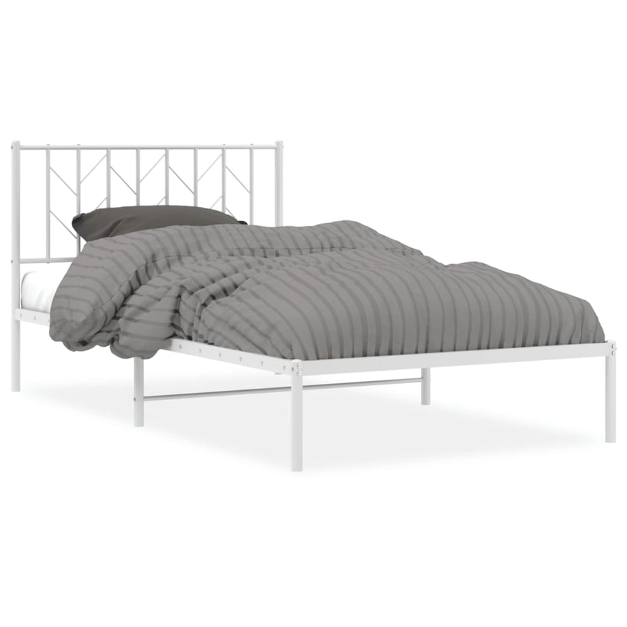 Bedframe Metaal 107 x 203 cm Wit met hoofdbord