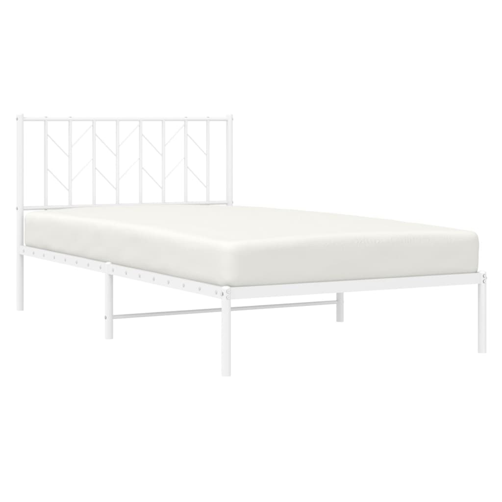Bedframe Metaal 107 x 203 cm Wit met hoofdbord