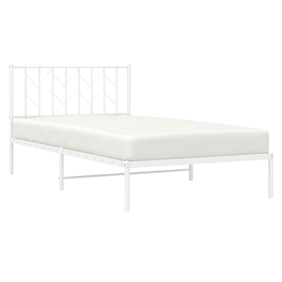 Bedframe Metaal 107 x 203 cm Wit met hoofdbord