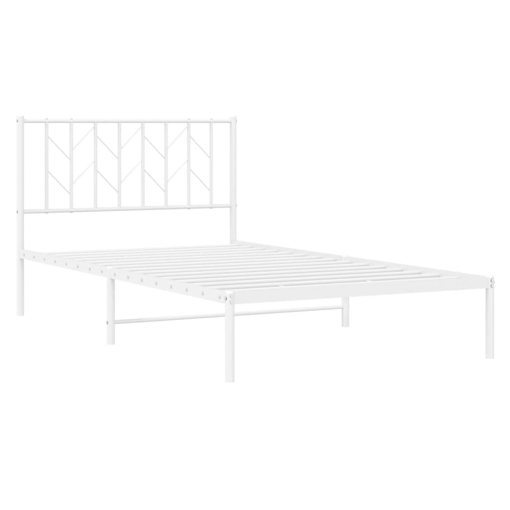 Bedframe Metaal 107 x 203 cm Wit met hoofdbord