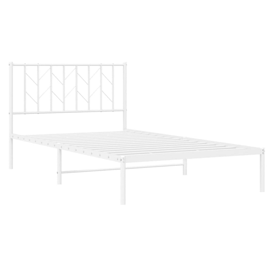 Bedframe Metaal 107 x 203 cm Wit met hoofdbord