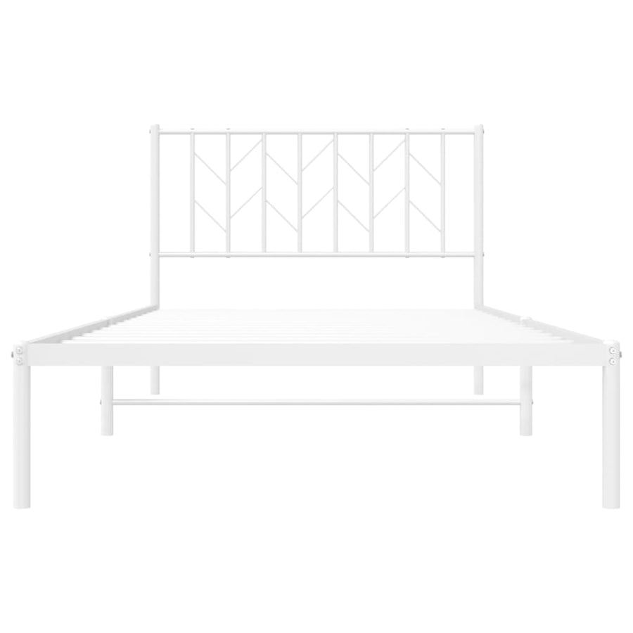 Bedframe Metaal 107 x 203 cm Wit met hoofdbord
