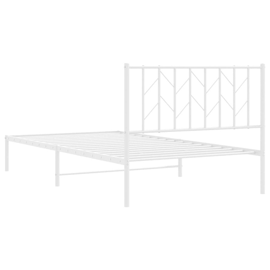 Bedframe Metaal 107 x 203 cm Wit met hoofdbord