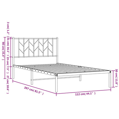 Bedframe Metaal 107 x 203 cm Wit met hoofdbord
