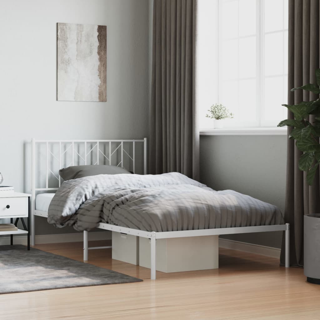 Bedframe Metaal 107 x 203 cm Wit met hoofdbord