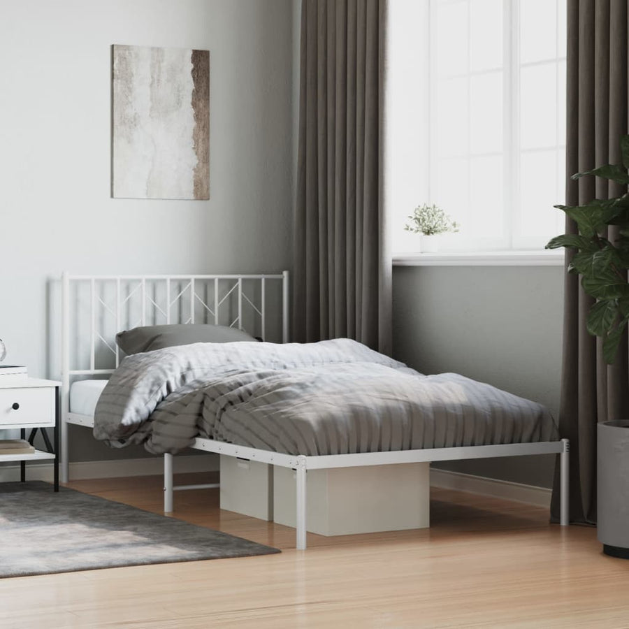 Bedframe Metaal 107 x 203 cm Wit met hoofdbord