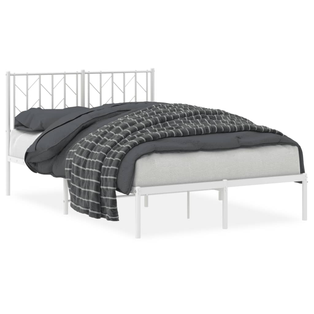 Bedframe Metaal 120 x 190 cm Wit met hoofdbord