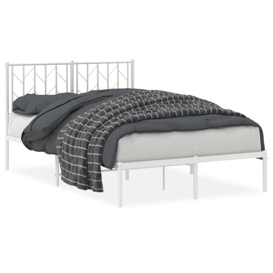 Bedframe Metaal 120 x 190 cm Wit met hoofdbord