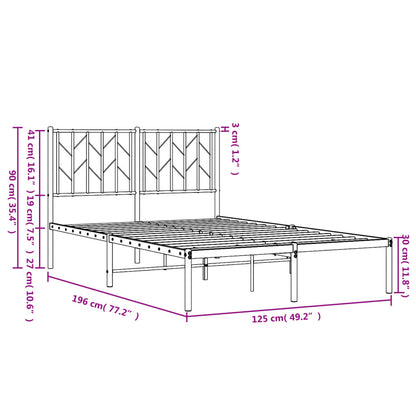 Bedframe Metaal 120 x 190 cm Wit met hoofdbord