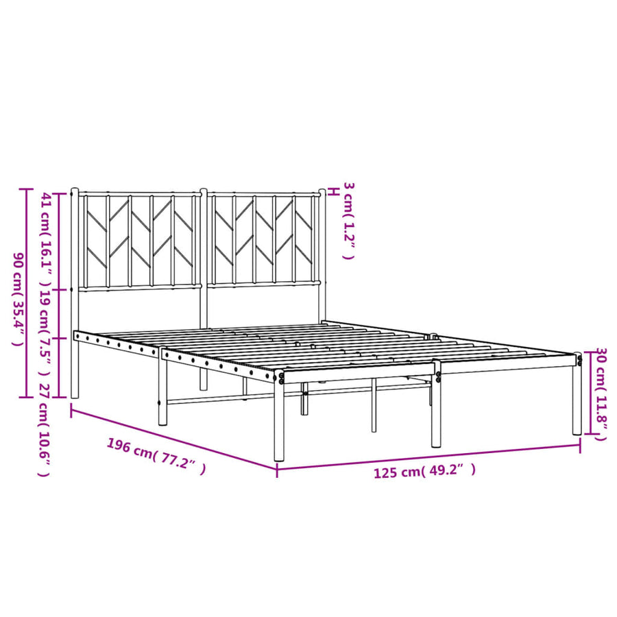 Bedframe Metaal 120 x 190 cm Wit met hoofdbord