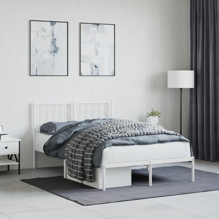 Bedframe Metaal 120 x 190 cm Wit met hoofdbord