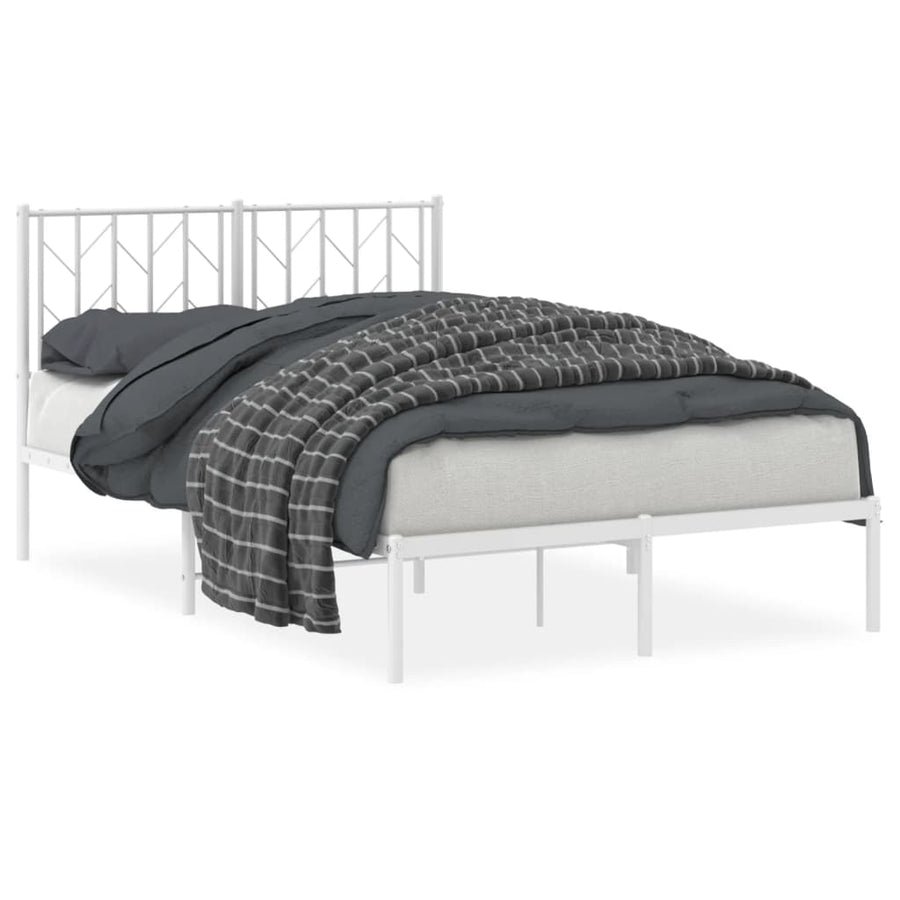 Bedframe Metaal 120 x 200 cm Wit met hoofdbord