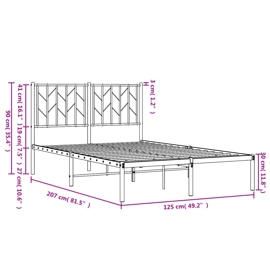 Bedframe Metaal 120 x 200 cm Wit met hoofdbord