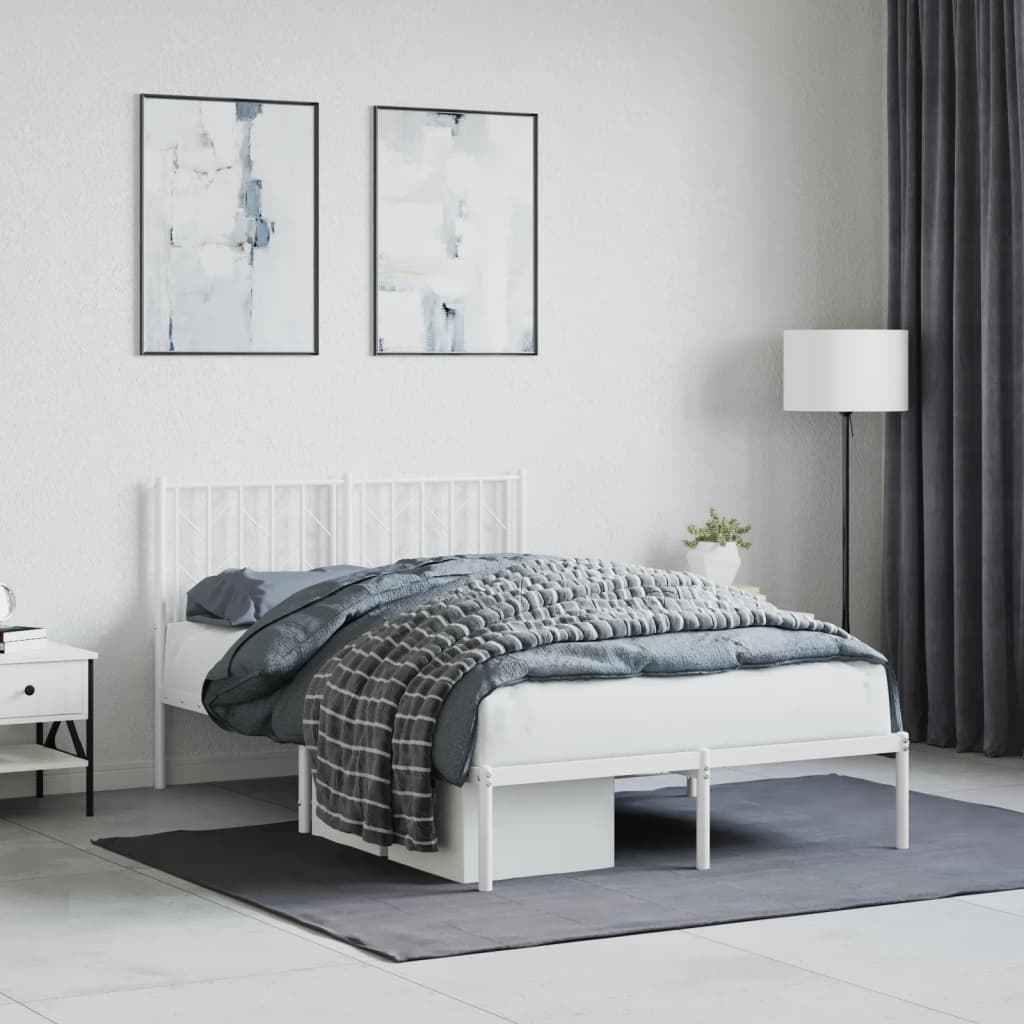 Bedframe Metaal 120 x 200 cm Wit met hoofdbord