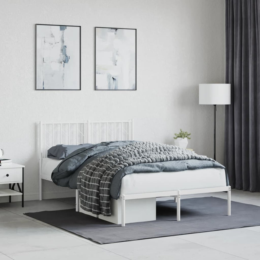 Bedframe Metaal 120 x 200 cm Wit met hoofdbord