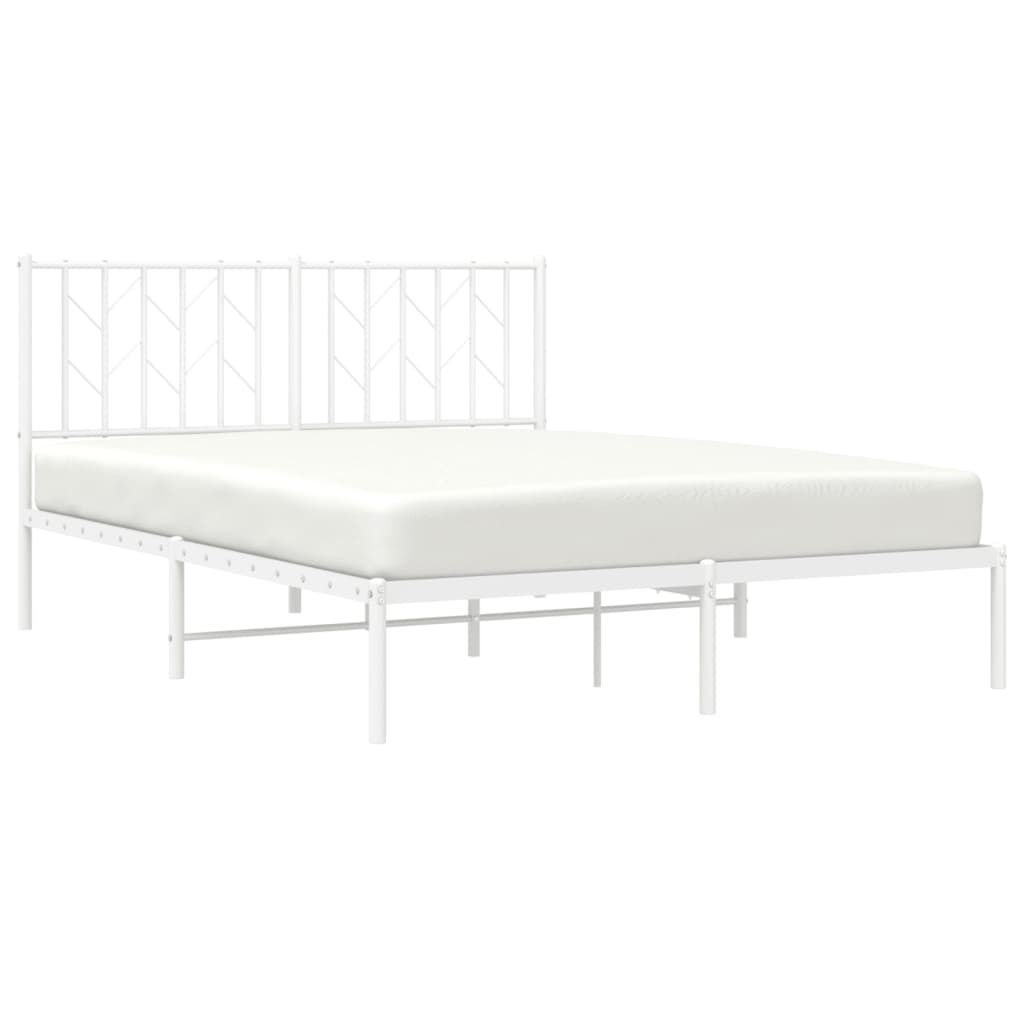 Bedframe Metaal 140 x 190 cm Wit met hoofdbord