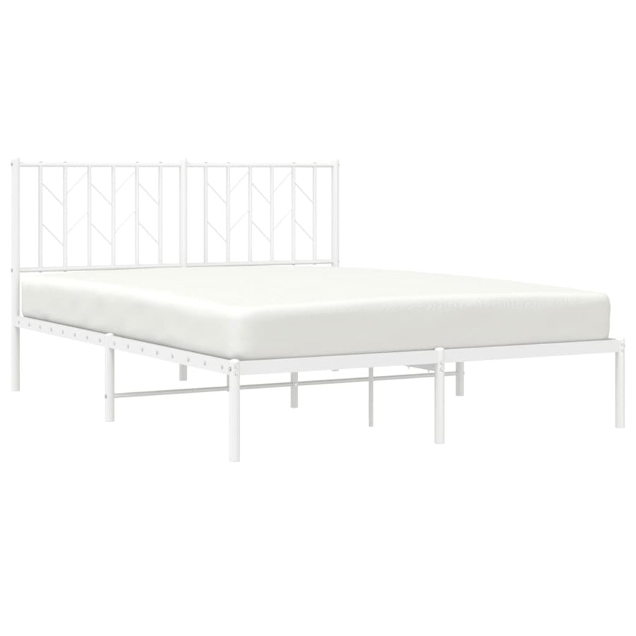 Bedframe Metaal 140 x 190 cm Wit met hoofdbord