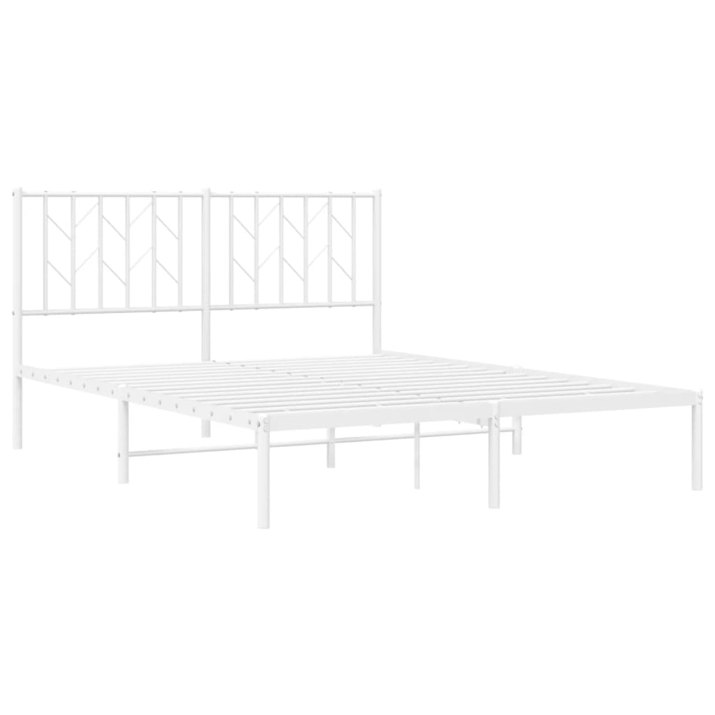Bedframe Metaal 140 x 190 cm Wit met hoofdbord