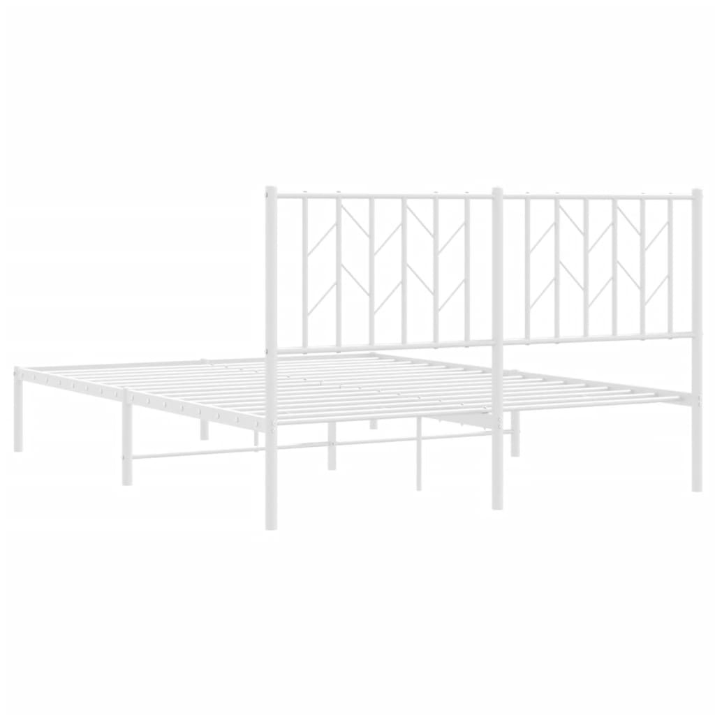 Bedframe Metaal 140 x 190 cm Wit met hoofdbord