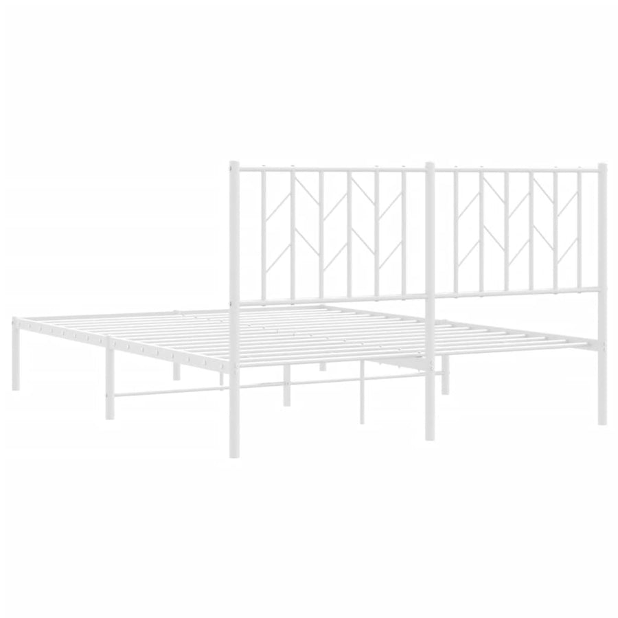 Bedframe Metaal 140 x 190 cm Wit met hoofdbord