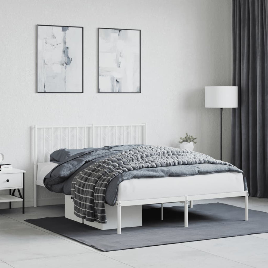 Bedframe Metaal 140 x 190 cm Wit met hoofdbord