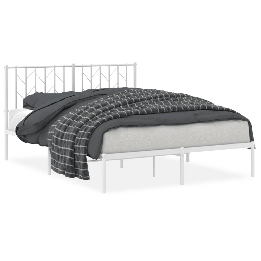 Bedframe Metaal 140 x 200 cm Wit met hoofdbord