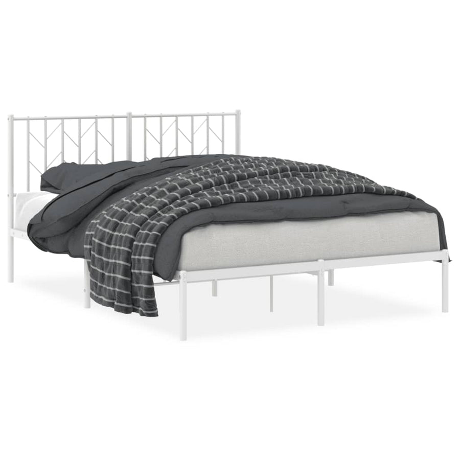 Bedframe Metaal 140 x 200 cm Wit met hoofdbord
