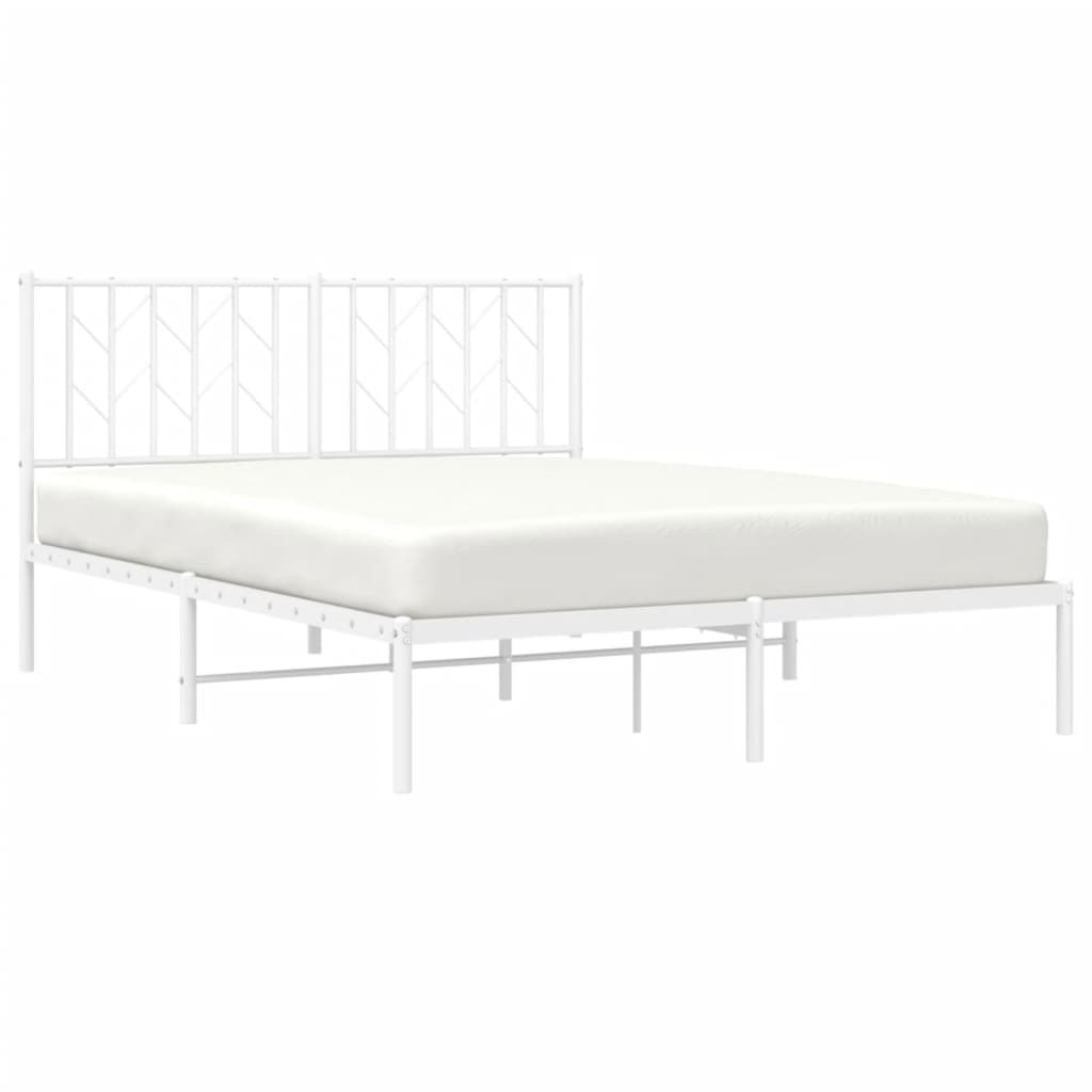 Bedframe Metaal 140 x 200 cm Wit met hoofdbord