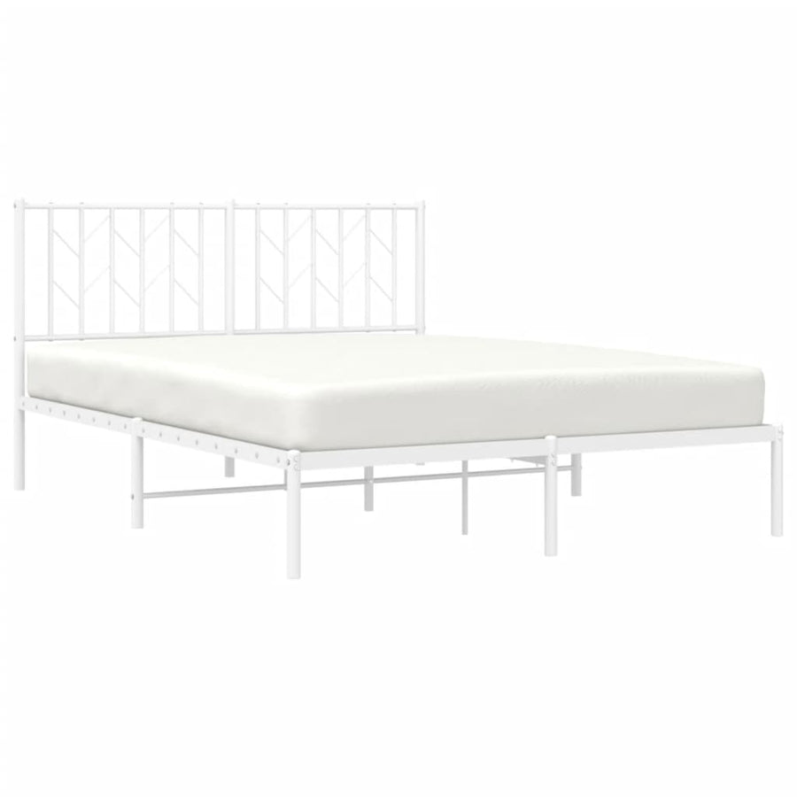 Bedframe Metaal 140 x 200 cm Wit met hoofdbord