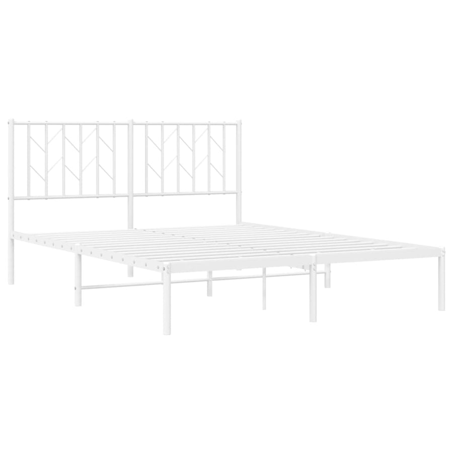 Bedframe Metaal 140 x 200 cm Wit met hoofdbord